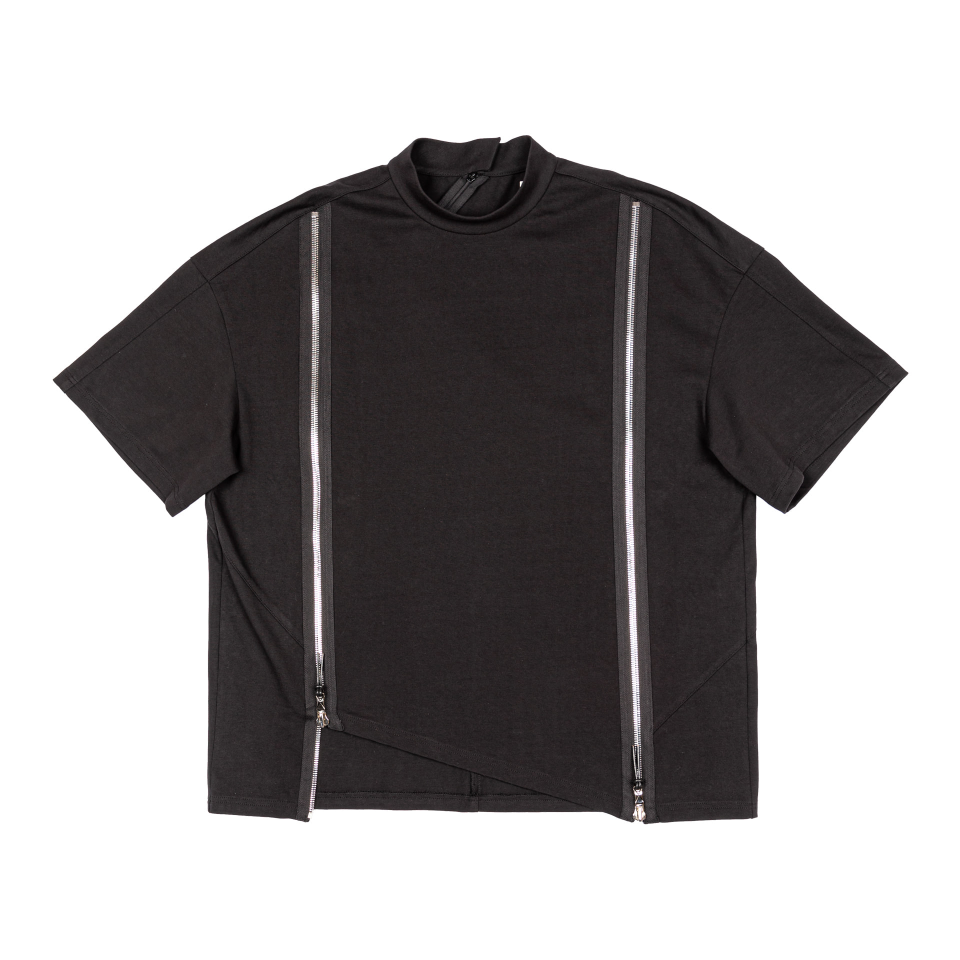 Asymmetric Double Zipper T-Shirt